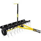 BlumeTrec Tow Behind Dethatcher, Pull Behind Lawn Dethatcher with Spring Steel Tines, Grass Dethatcher, Removes Thatch, Riding Lawn Tractor for Large Lawns, Yard and Garden Care, 40 Inch