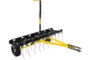 40 Inch Tow Behind Dethatcher, Pull Behind Lawn Dethatcher with 20 Spring Steel Tines, Grass Dethatcher, Removes Thatch, Ridi