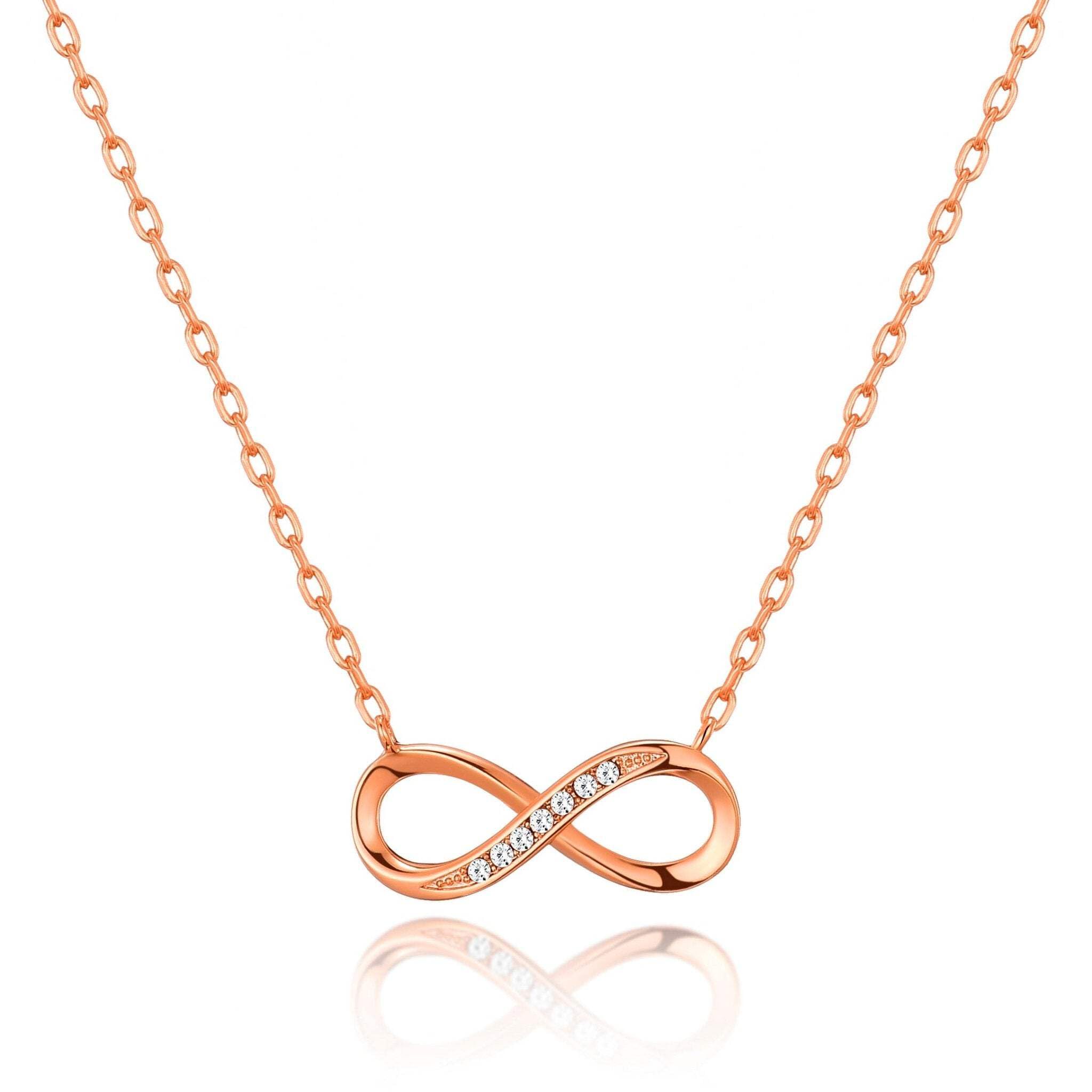 Philip Jones Rose Gold Plated Infinity Pendant Necklace Created with Zircondia® Crystals