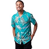 Godzilla All-Over Print Men's Collared Button-Up Short Sleeve Shirt