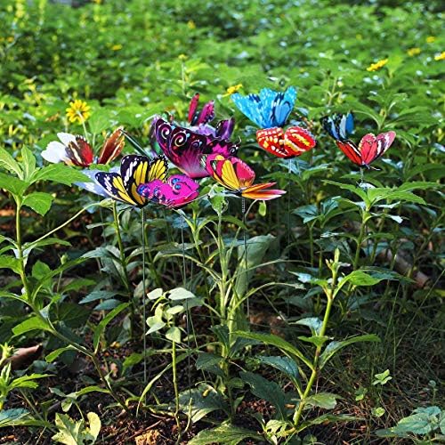 KOBWA - Estacas de jardín 3D con diseño de libélula/Mariposa 25 cm ...
