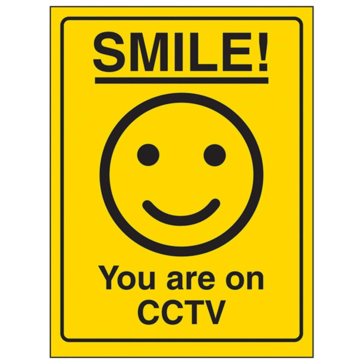 V Safety Smiley Face you Are On CCTV Sign - 150mm x 200mm - Self Adhesive Vinyl