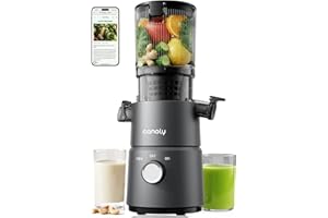 Canoly C03 Cold Press Juicer, 4.5" Wide Feed Chute Juicer Machine with 200W AC Motor, Fit Whole Vegetables & Fruits, 2-in-1 S