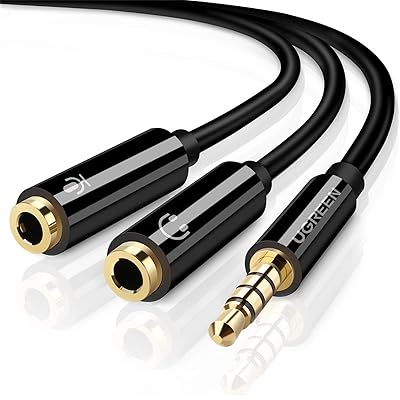 Buy Ugreen Headset Splitter Headphone Mic Y Adapter Cable 3 5mm Audio Male To Separate Stereo Aux Female Jack Microphone Female Jack Compatible For Ps4 Xbox Laptop Phone Pc Gaming Headset Black Online
