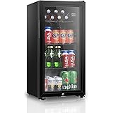 HAILANG Beverage Refrigerator With 105 Can,Freestanding Beverage Cooler For Office, Bar,Home|Double Glass Door&Adjustable She