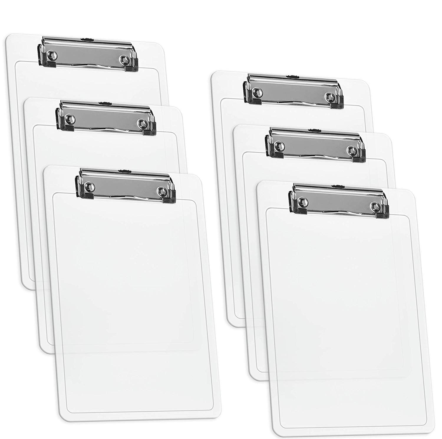 Acrimet Clipboard Memo Size A5 (23,5 cm x 16 cm) Low Profile Clip (Plastic) (Clear Crystal Color) (6 Pack) โ image 1