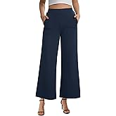 AFITNE Women's Wide Leg Yoga Dress Pants High Waist Stretchy Pull On Work Pants Cropped Casual Lounge Ankle Pants