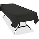 Tablemate Table Set Rectangular Table Covers, Heavyweight Plastic, 54" X 108", Black, 6/pack