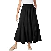 Woman Within Plus Size Wide Elastic Waist Skirt