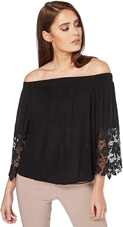 ladies black bardot tops