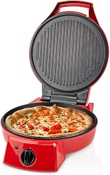 Ex-Pro 12" Retro Red Electric Pizza Maker Table Top Grill 230C view 1