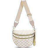 UUYUUY Checkered Crossbody Bag Large Nylon Bum Bags for Women Spacious Belt Bag Sling Handbags Waterproof Purses Fanny Packs