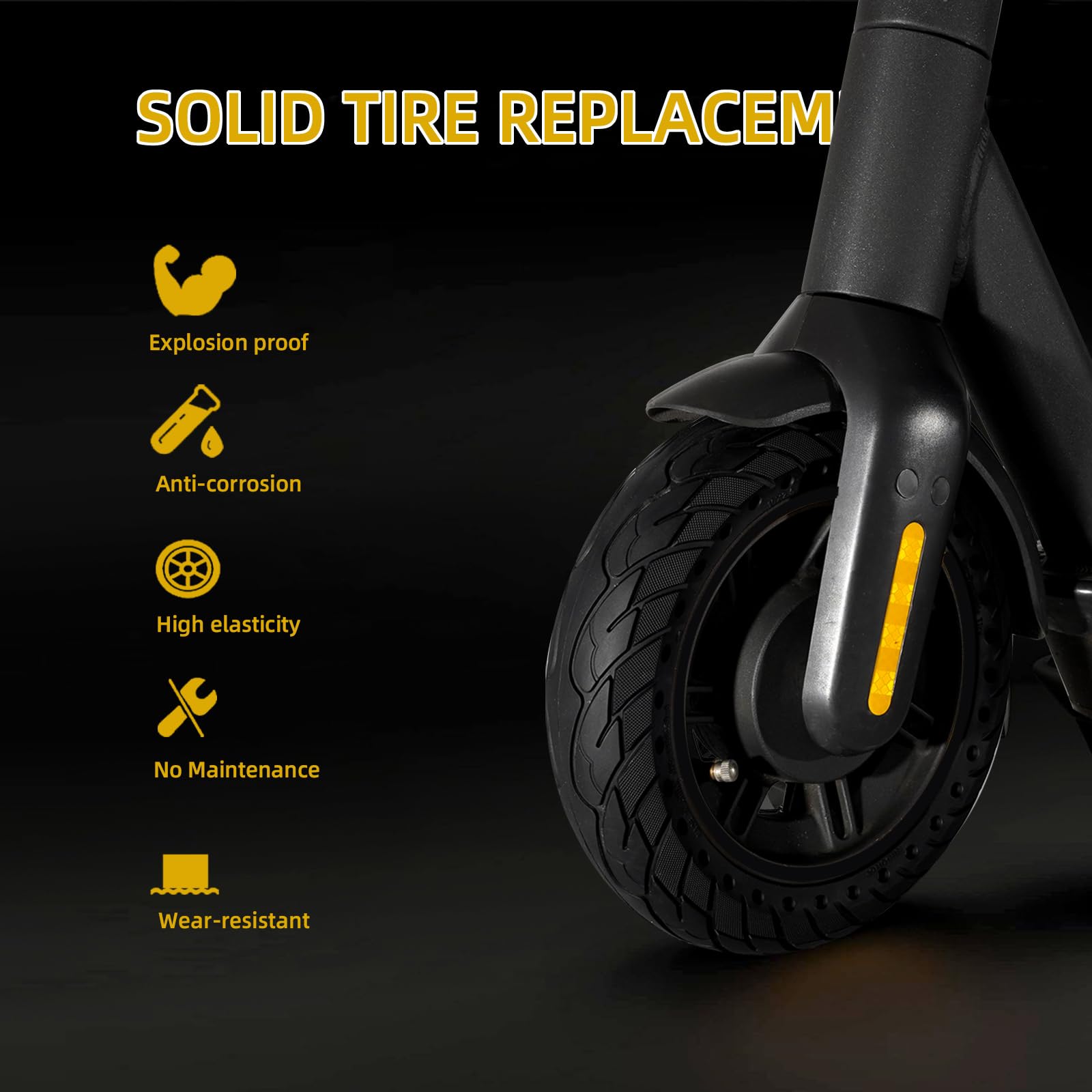 Solid Rubber Tire 10x2.125 Inch for Gotrax G4 XR/Ninebot Segway F35 F65 Electric Scooter, Honeycomb Explosion-Proof Double Shock Absorption Front/Rear Tire Replacement Accessories 2PCS