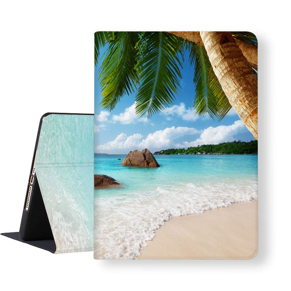 LI-LOVE Slim Lightweight iPad 8th/9th/7th Gen 10.2 inch ANSE Lazio Beach Island Soft TPU Folio Stand Cover Auto Wake/Sleep Smart Adjustable Angles Protective Case