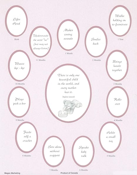 Amazon Co Jp Photomats 赤ちゃんの最初の年 アメリカ バイリンガル英語 スペイン語 シングル ピンク ホーム キッチン