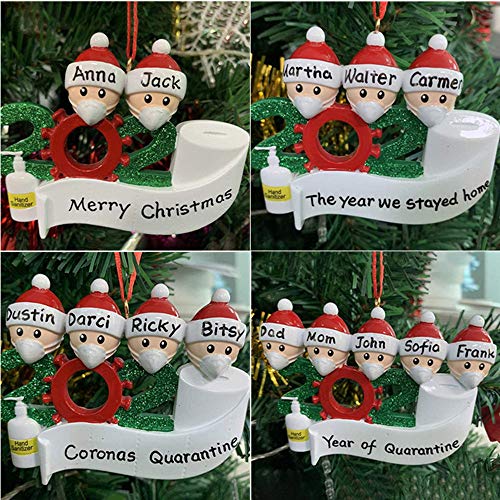 YAJONUE Christmas Ornament Quarantine Personalized 2020 Christmas Pendant Kit Customized Survived Family Name Hanging Ornament Decor Set for Christmas Tree Party Creative Friends Gift,2 Packs