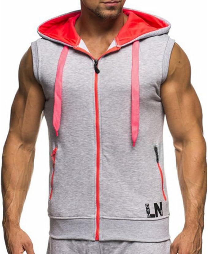 felpa senza maniche con cappuccio