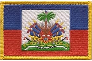 WORLD FLAGS DIRECT Country Flag Patches 3.50" x 2.25", International Embroidered Iron On or Sew On Flag Patch Emblems Over 100 Patch Options Available (Haiti)