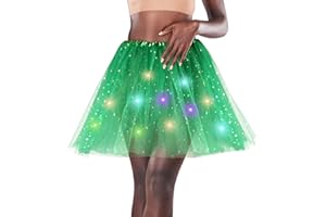 DOMKIER Women's LED Tutu Skirt Light Up Tutus Sparkle Skirts Layered Tulle Ballet Dance Skirt for Halloween Party Carnival Costume