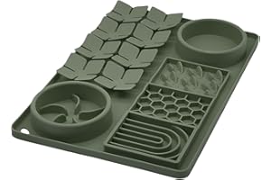Evenco Slow Feeder Bowl, Silicone Lick Mat with Suction Cups for Dog Cat, Snuffle Mat for Pet Smell Training, Puzzle Toys for Bored Puppy, Interactive Sniff Mat for Slow Eating & Keep Busy, Dark Green