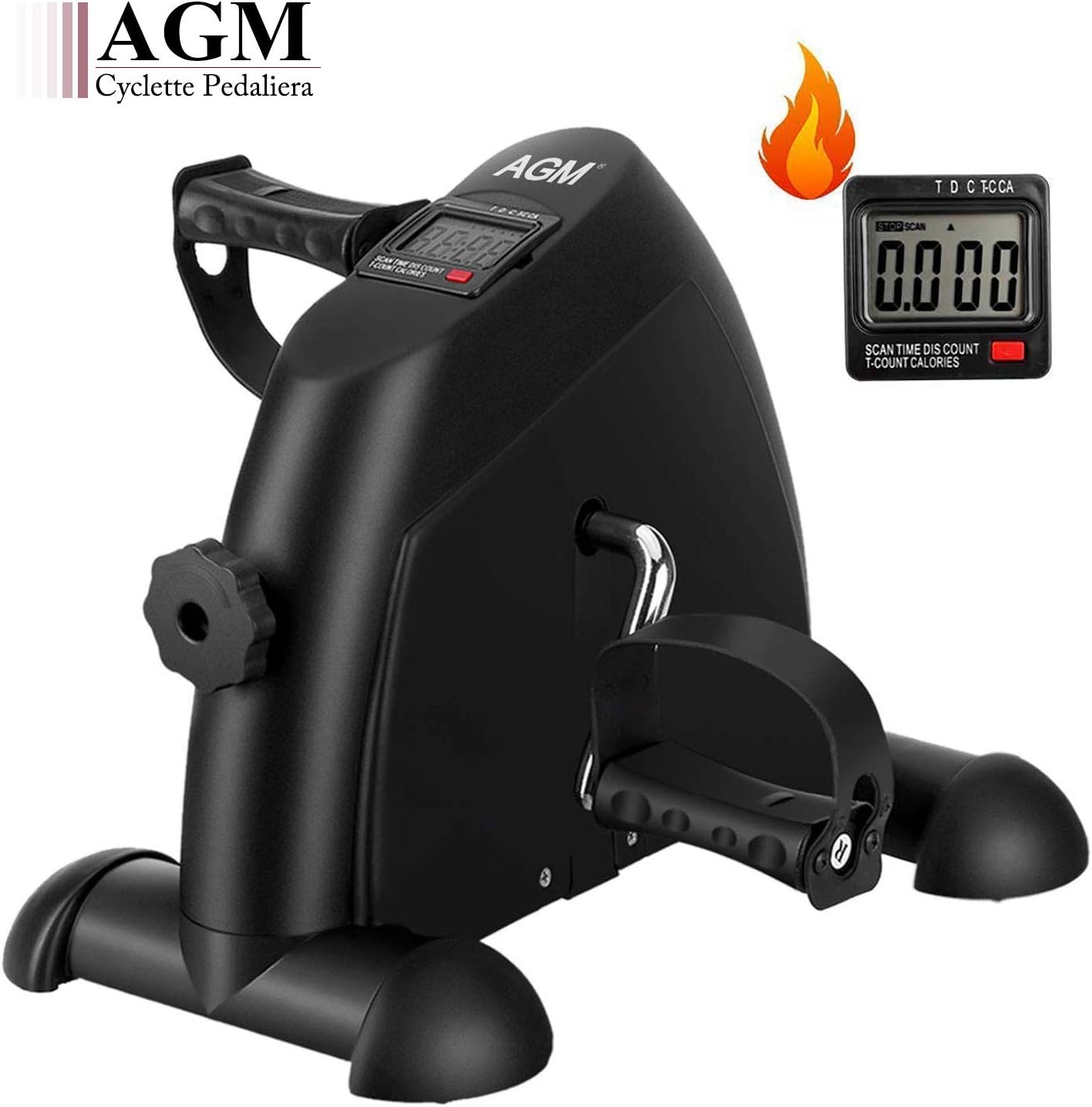 AGM Mini Cyclette da Casa, Pedaliera Cyclette Fitness per Braccia e