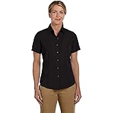 Harriton M560W Ladies Barbados Textured Camp Shirt Black X-Large