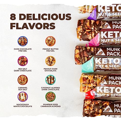 Munk Pack Nut & Seed Bar, Peanut Butter Dark Chocolate 1g Sugar, Low