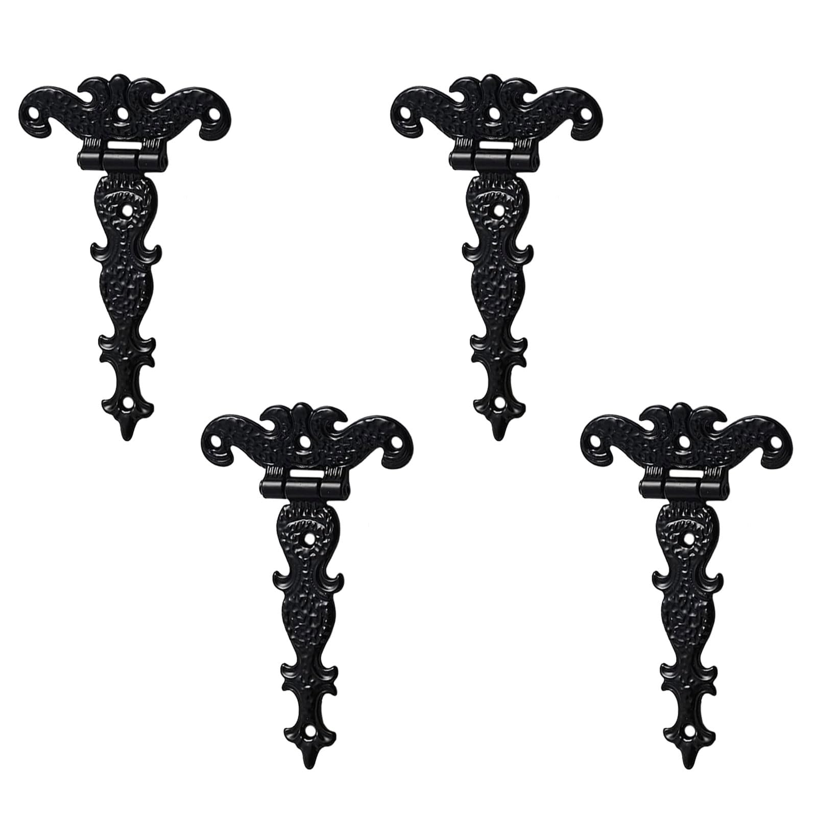 INCREWAY 4pcs Classic Decorative T-Strap Hinges, 3.2 inch Heavy Duty Zinc Alloy Antique Shed Door Hinges with Screws (Black) — image 1