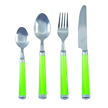 Quid San Polo - Set de 24 cubiertos, acero inoxidable, color verde: Amazon.es: Hogar