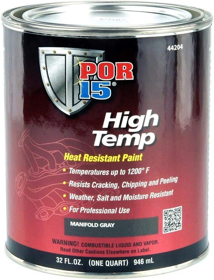 POR15 44204 Gray High Temperature Paint Manifold 1 quart, Air