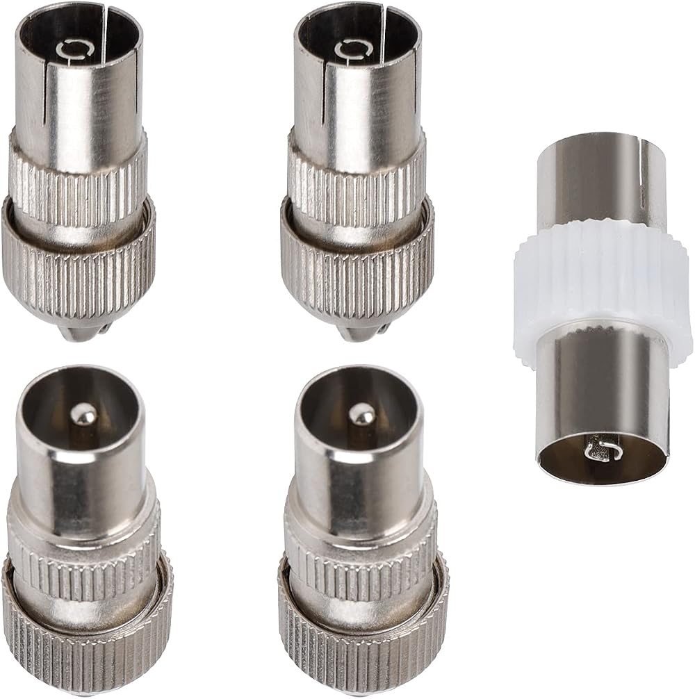 Gunwon 5 PCS Aerial Coaxial Connectors 2x Female 2x Male Plug Adaptor