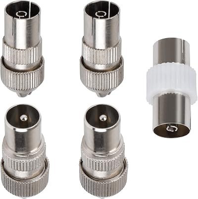 Gunwon 5 PCS Aerial Coaxial Connectors 2x Female 2x Male Plug Adaptor