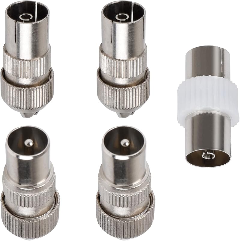 Gunwon 5 PCS Aerial Coaxial Connectors 2x Female 2x Male Plug Adaptor