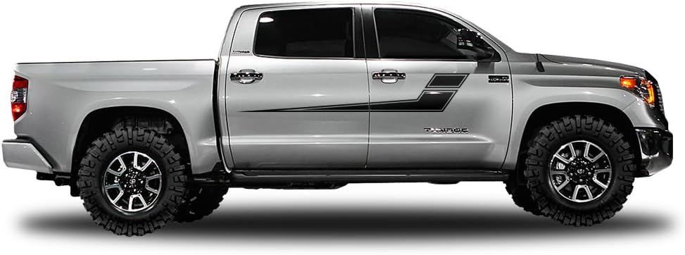 Amazon Com Factory Crafts Side Stripe Graphics 3m Vinyl Decal Wrap Compatible With Toyota Tundra Crewmax 2014 2020 Matte Black Automotive
