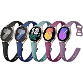 5 Pack Slim Bands Compatible with Samsung Galaxy Watch 4 5 6 Band 40mm 44mm | Compatible with Galaxy Watch 5 Pro/Watch 4 6 Classic, 20mm Soft Silicone Strap for Women Men