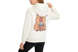 Tshyfiper Girls Hoodies for Kids Oversized Graphic Pullover Top Tween Cute Capybara Boba Tea Sweatshirts 8-12Y