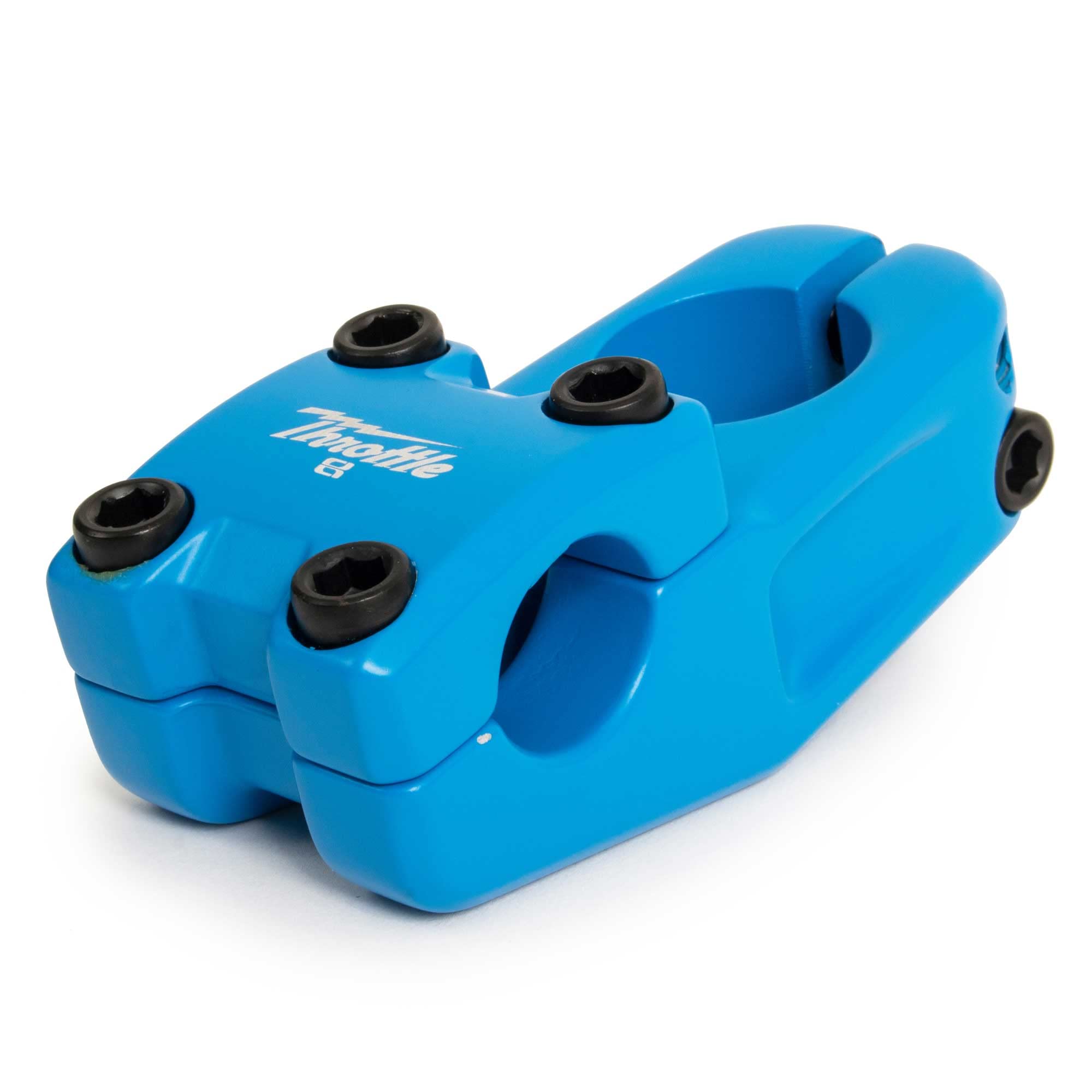 Eastern Bikes Throttle BMX Stem, 22.2mm Clamp Dia, 50mm Reach, Frontload or Topload, Lightweight 6061 Alloy, Chromoly Bolts (Topload, Blue)