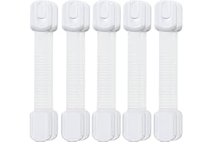 OPO KIDS Child Safety Strap Locks (10 Pack) Baby Proofing Cabinet Strap, Adjustable Straps with 3M Adhesive No Drilling, Baby Furniture Proofing, Safety Locks Are Easy to Install for Any Family Room