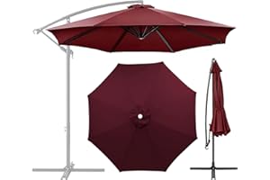 GLDDFDG Patio Umbrella Canopy, Universal Replacement Cover for 10 Feet 8- Ribs Outdoor Round Patio Market Umbrella Parasol Canopy Top Sun Shade Accessory, 300D UV Protective And Water Resistant Patio Canopy (Burgundy)