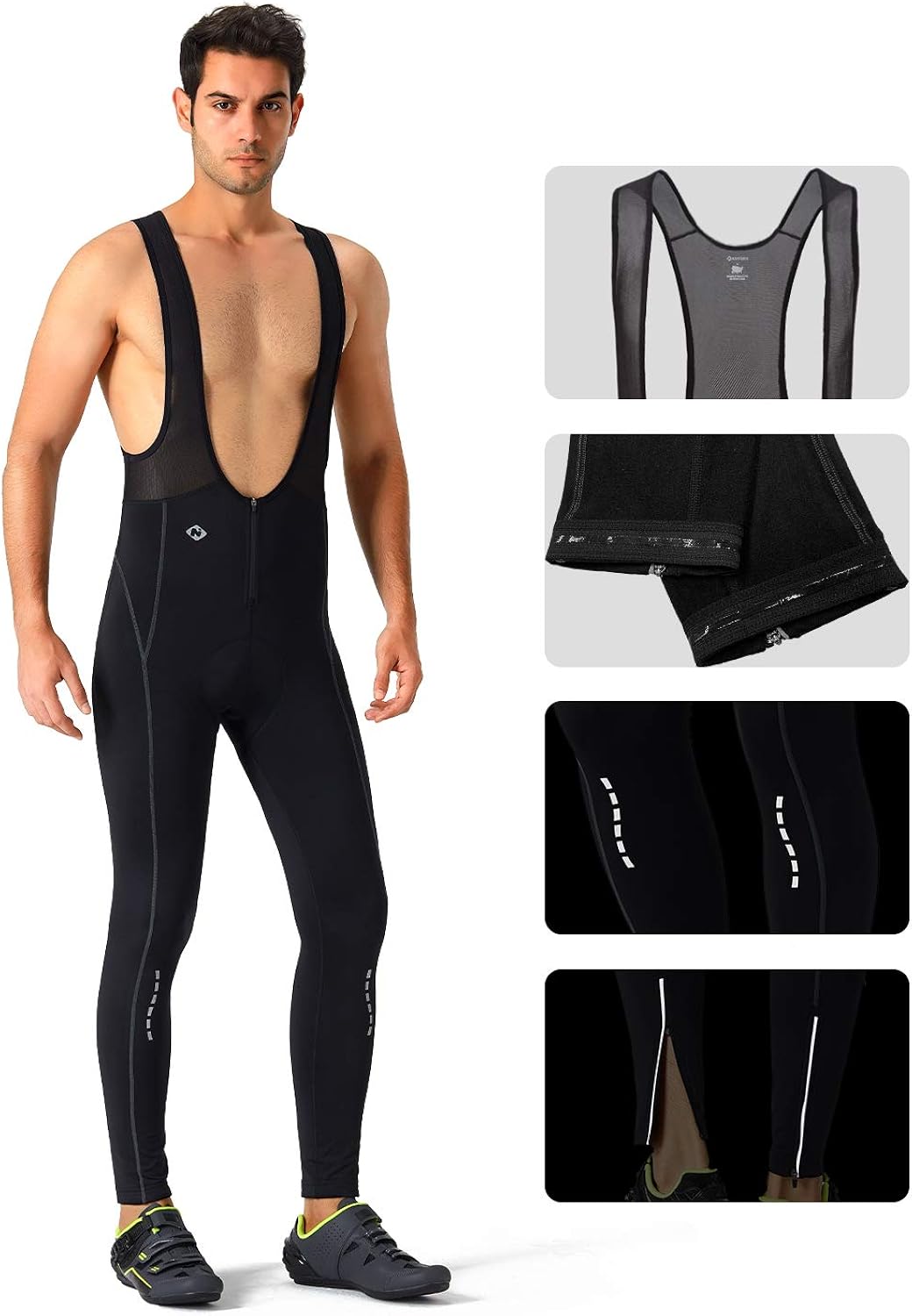 Naviskin Men's 3D Padded Thermal Cycling Bib Pants Bicycle Compression Tights: Clothing