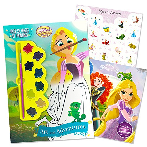 Disney Princess Tangled Coloring Book Set for Girls Kids - 2 Deluxe Coloring and Activity Books with Stickers, Poster and More (Featuring Rapunzel; Tangled Party Supplies)