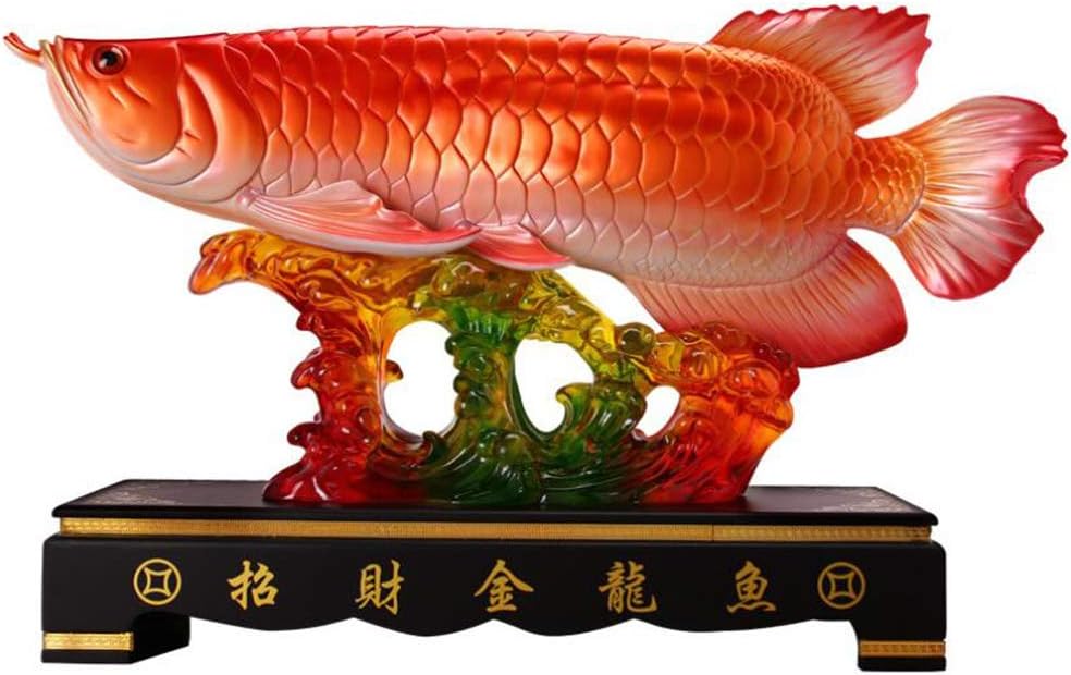 CUUYQ Feng Shui Arowana Statues, Traditions Sculptures Collectible Figurine Resin Handicrafts Artworks Feng Shui Decor for Backyard Porch Home Patio Lawn Decorations,81x20x52cm/32.4x8x20.8inch