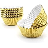 Gold Cupcake Liners,GOLF Standard Gold Foil Cupcake Liners Wrappers Metallic Baking Cups ,Muffin Paper Cases, 100 Pack