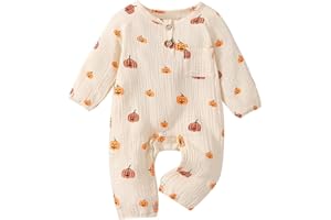 TWOPUMPKIN Halloween Baby Boy Girl Outfit Pumpkin Long Sleeve Onesie Romper Jumpsuit Halloween Clothes Girl Boy