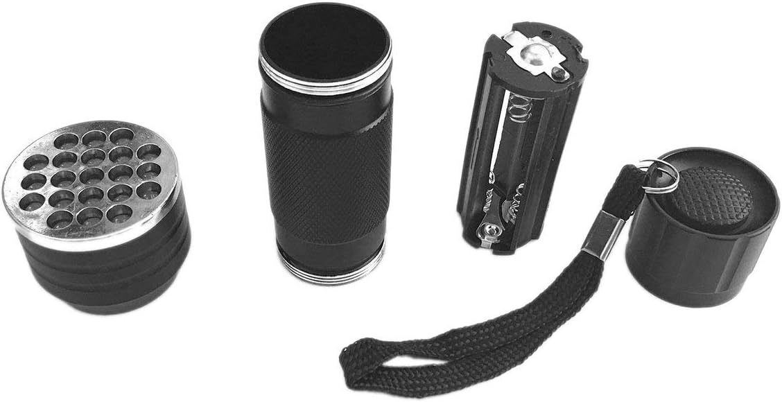 21 LED UV Flashlight Torch Light 395nm Ultra Violet Light Blacklight UV Lamp Torch AAA Battery for Marker Checker Detection - Black