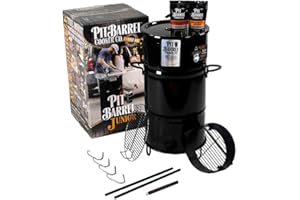 PIT BARREL COOKER CO. Pit Barrel Cooker Junior Package - 14 Inch Drum Smoker | Porcelain Coated Steel Drum BBQ Grill