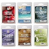 Hosley Set of 6 Assorted Wax Cubes / Melts / Tarts - 2.5 oz each. Apple Cinnamon, Caribbean Breeze, Eucalyptus Mint, Lavender Fields, Rustic Sandalwood, Sweet Pea Jasmine. Ideal GIFT