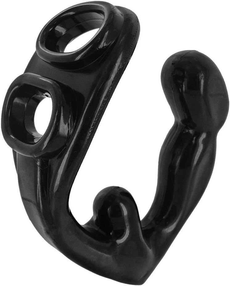 Rogue Erection Enhancer Penis Ring with Anal Plug, Black