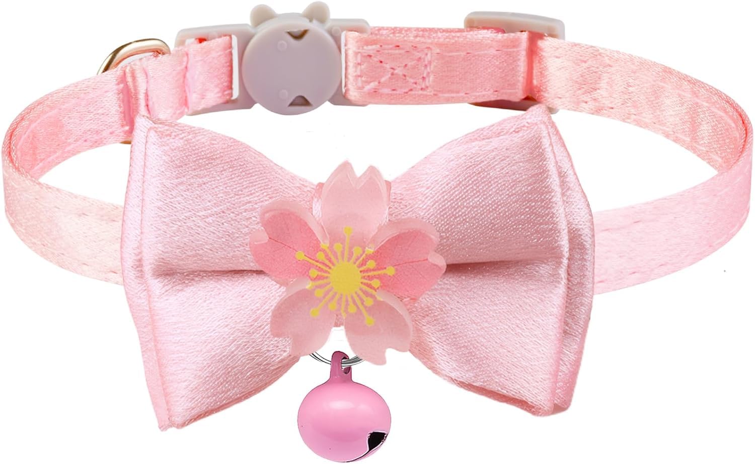 Cute Kitten Collars for Girl Cat Collar Breakaway Pink Bow Cat Collar Girl Cat Accessories Bowtie Kitty Collar with Flower (Color B)