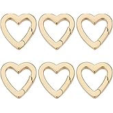 SUNNYCLUE 1 Box 6Pcs Trigger Spring O Ring 18K Gold Plated Brass Heart Shaped Keyrings Mini Small Clip Snap Hooks Clasps Purse Buckles Fastener Rings for Jewelry Making Keychain Handbag DIY Crafts